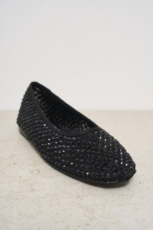 Black women's ballerinas with mesh and rhinestones - 2