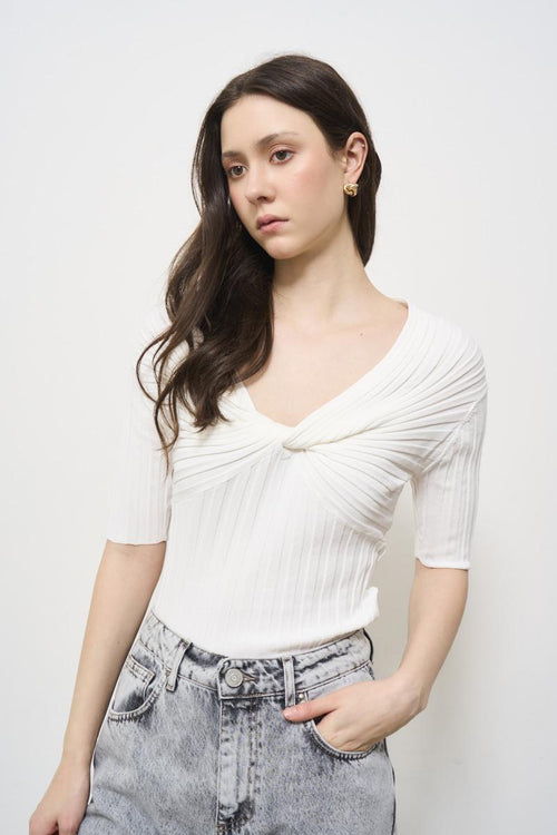 Maglia donna bianca con nodo