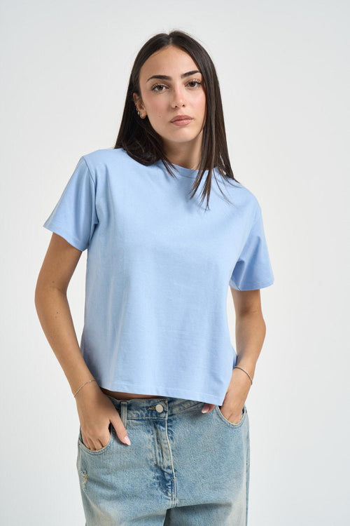 T-shirt donna a maniche corte celeste - 1