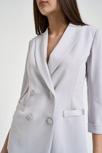 Giacca donna doppiopetto grigio perla - 5
