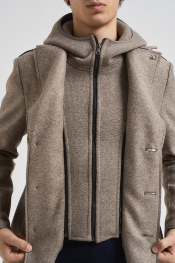 Cappotto uomo midi con felpa tortora - 7
