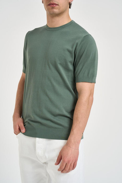 T-shirt uomo in maglia verde salvia - 2