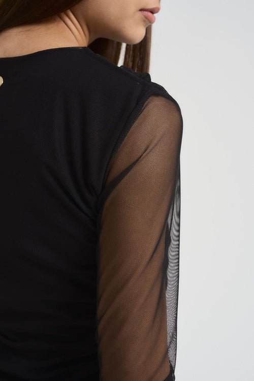 Top donna drappeggiato nero - 2