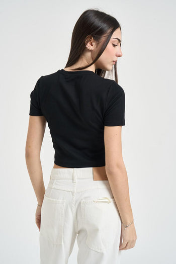 T-shirt donna cropped nero - 3