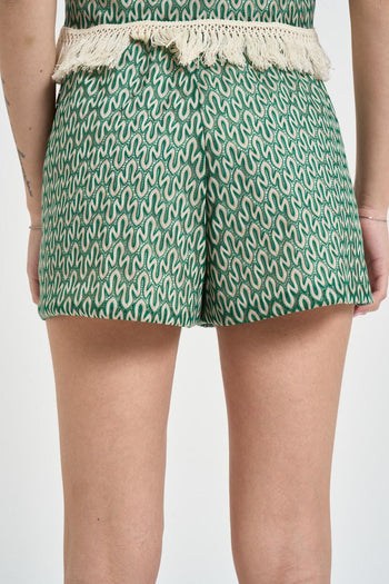Shorts donna verde e panna - 3