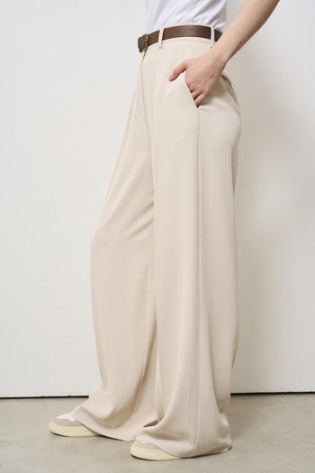 Beige women's trousers with belt - 3