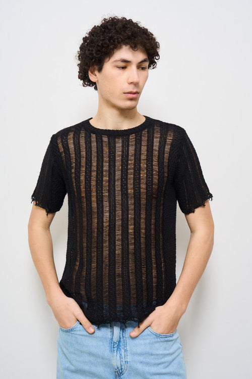 Maglia uomo traforata nera