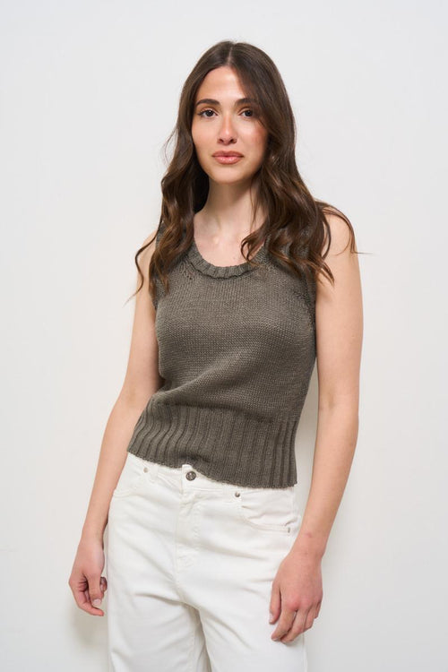 Canotta donna in maglia verde militare