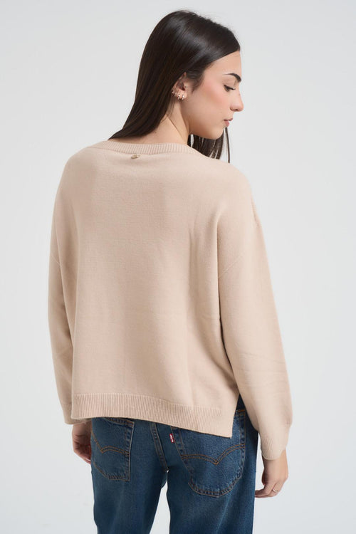 Maglia donna scollo a barca panna - 2