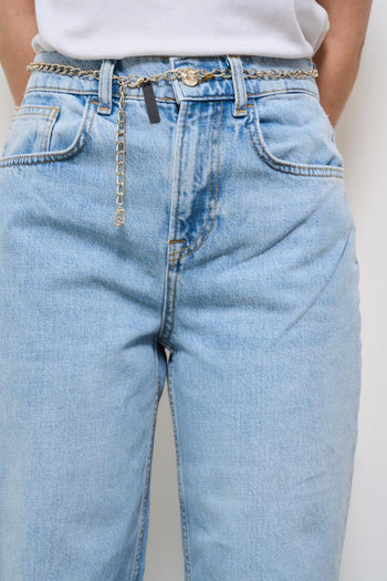 Jeans donna gamba dritta in denim chiaro - 6