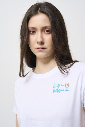 T-shirt donna bianca scritta Portofino - 3