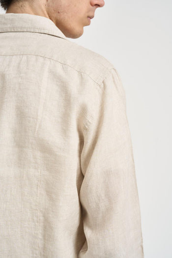 Camicia uomo in lino panna - 6
