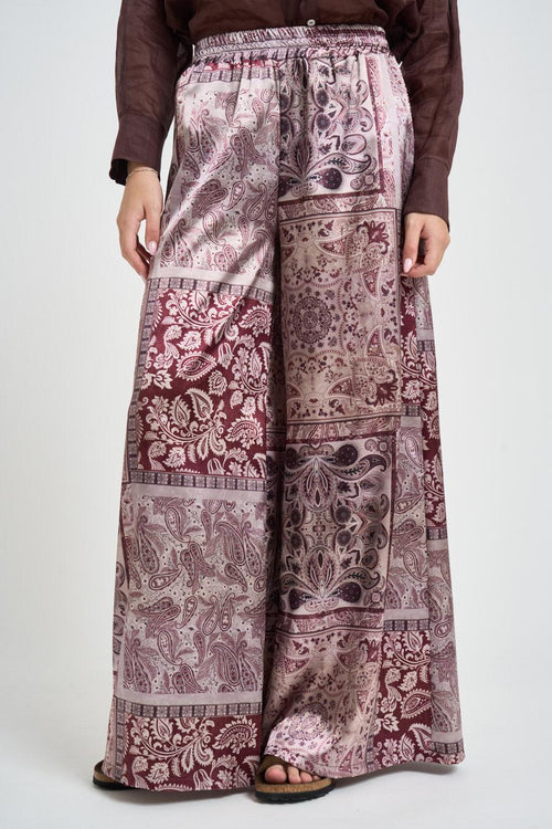 Pantalone donna fantasia bandana bordeaux - 1