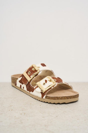 Brown and white cow women's sandal - 3