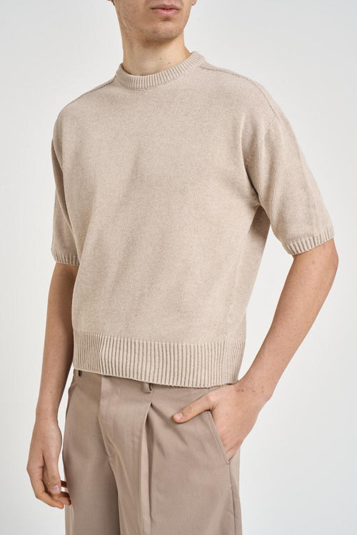 Polo uomo in maglia beige