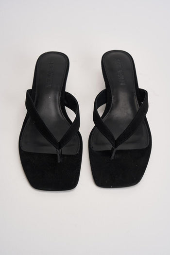 Sandali donna infradito in suede nero - 5