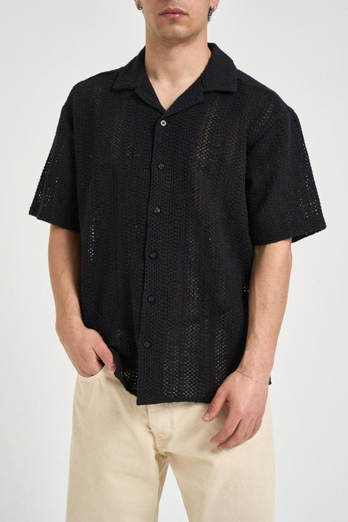 Camicia uomo traforata nera