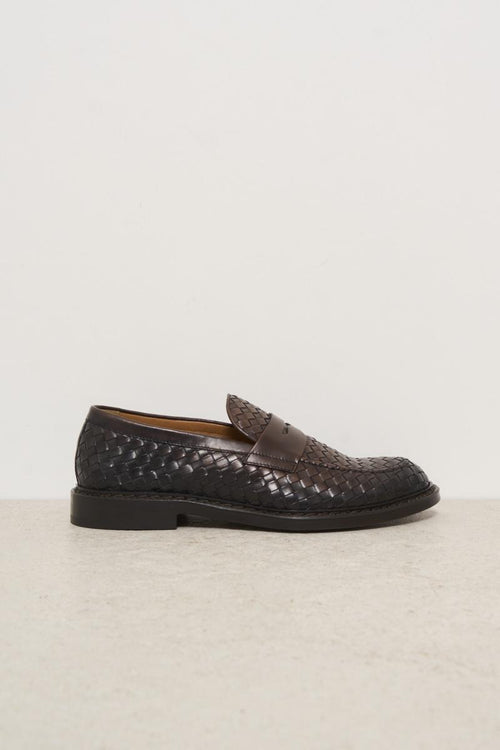 Mocassino uomo a treccia marrone