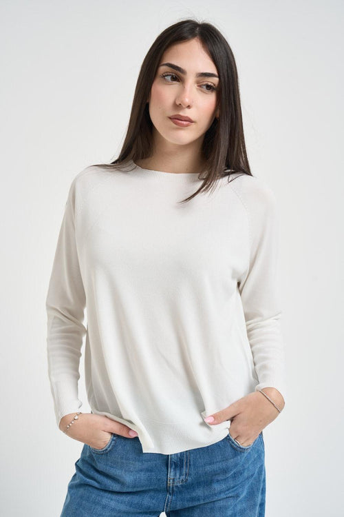Maglia donna scollo a barca bianca - 1