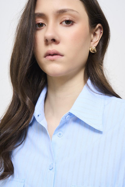 Camicia donna celeste - 2
