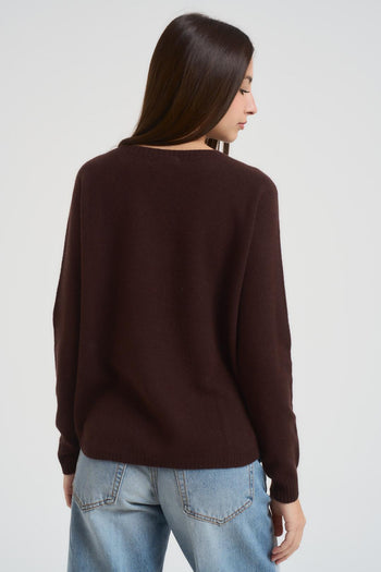 Maglia donna scollo a barchetta caffè - 3