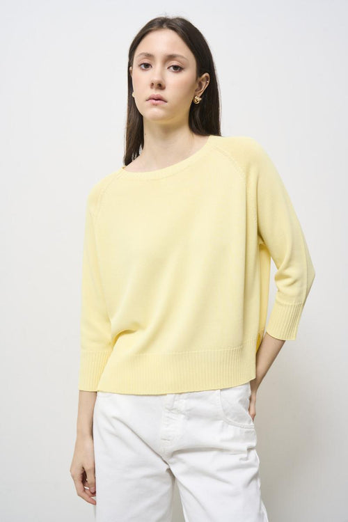 Women's round neck sweater, canary yellow