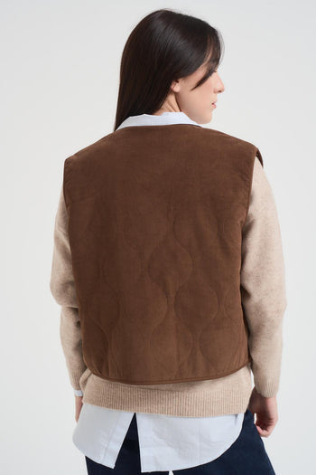 Gilet Seth donna velluto a coste marrone - 6