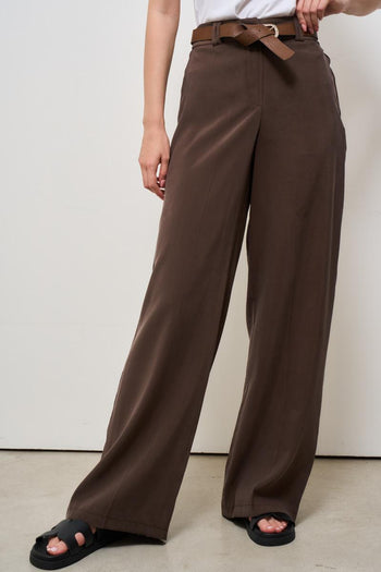 Pantalone donna a palazzo marrone - 6