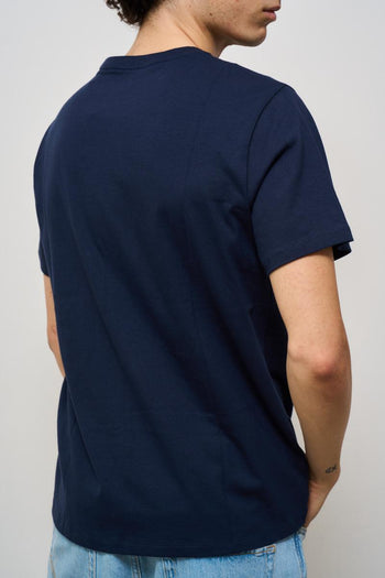 T-shirt uomo girocollo blu con logo - 3