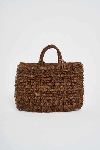 Borsa donna in rafia marrone - 4
