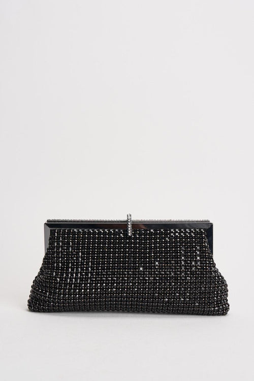 Borsa donna clutch con strass nera