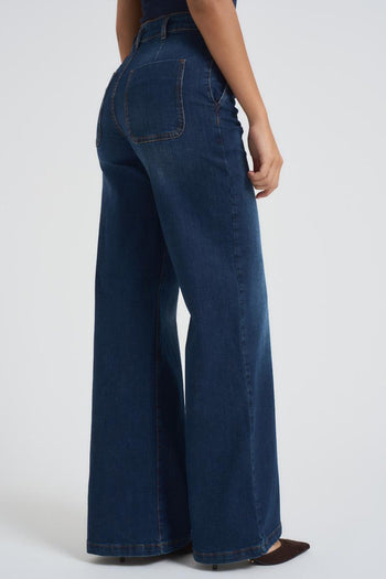 Jeans donna a palazzo in dfenim scuro - 5