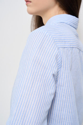 Camicia donna a righe celeste - 6