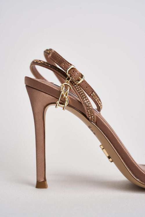 Sandalo donna con tacco bronzo e strass - 2