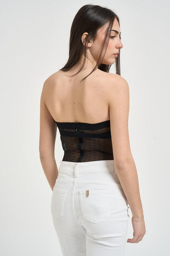 Body donna in tulle con monogram nero - 3