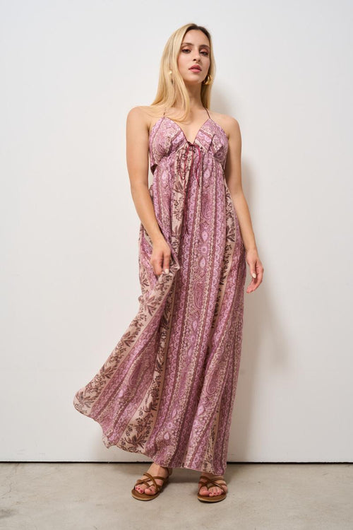 Abito donna lungo floreale rosa - 2
