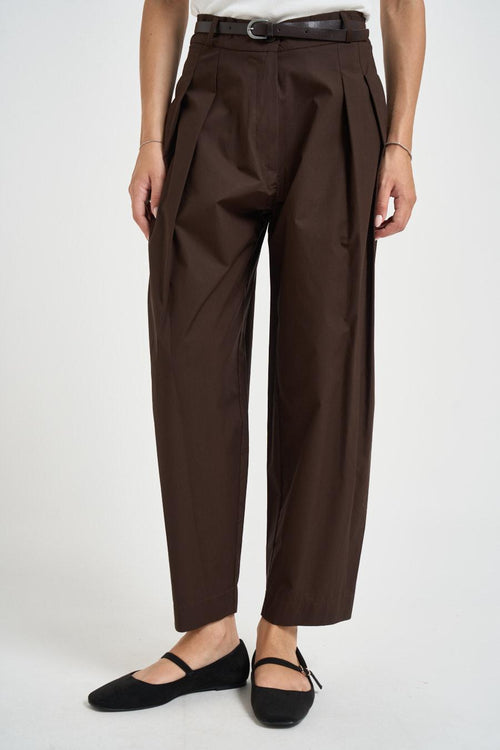 Pantalone donna barrel fit marrone - 1