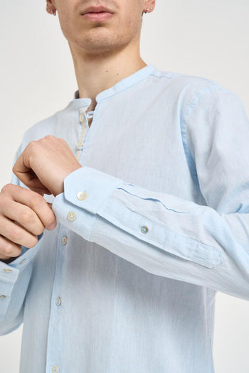 Camicia uomo in misto lino e cotone azzurra - 3