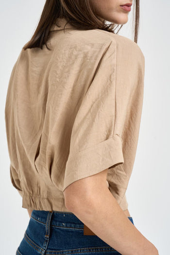 Camicia donna cropped sabbia - 5