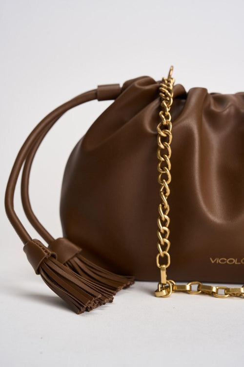 Borsa donna puffer in ecopelle marrone - 2