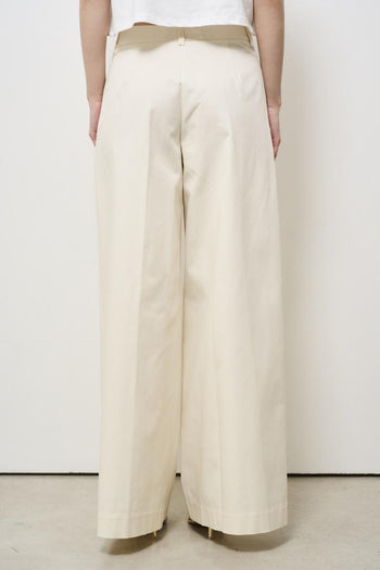 Pantalone donna panna con pinces - 5