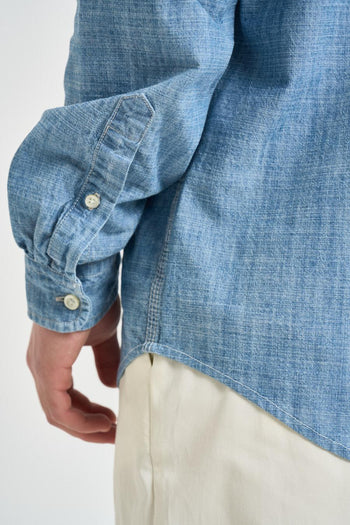 Camicia uomo con stampe in denim azzurro - 6