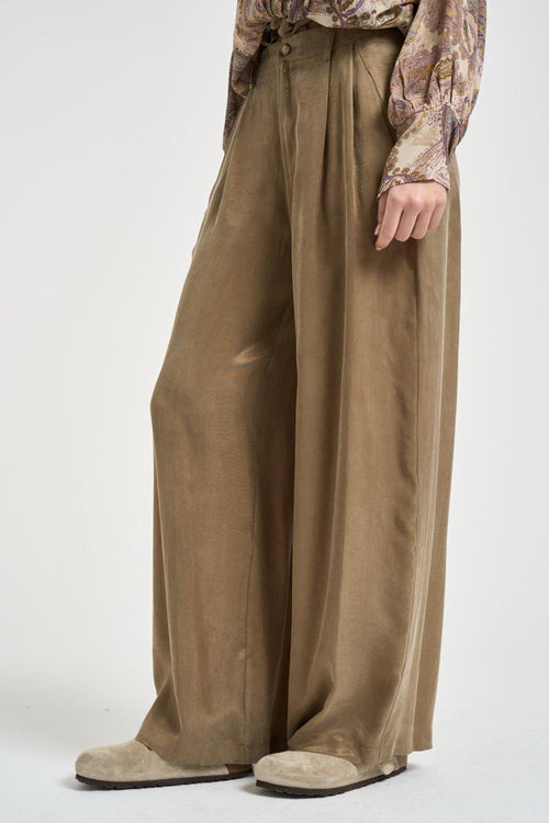 Pantalone donna ampio cammello - 2