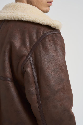 Giubbotto uomo in ecopelle marrone - 6