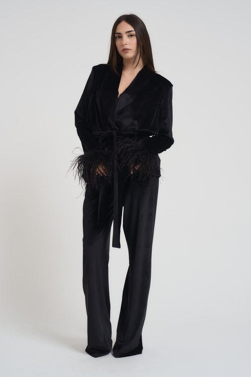 Abito completo donna in velluto nero