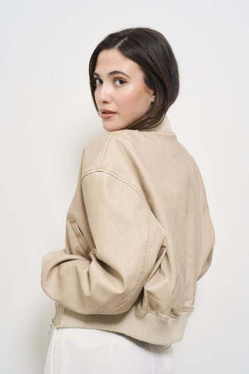 Bomber donna beige in ecopelle - 5