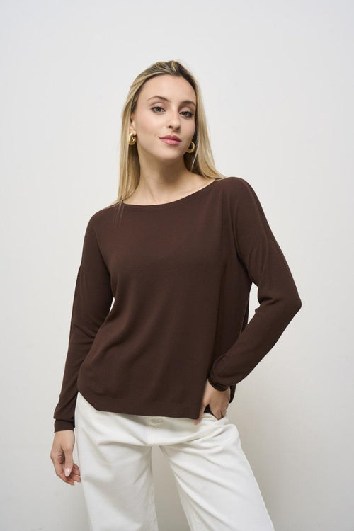 Women's brown crew neck sweater