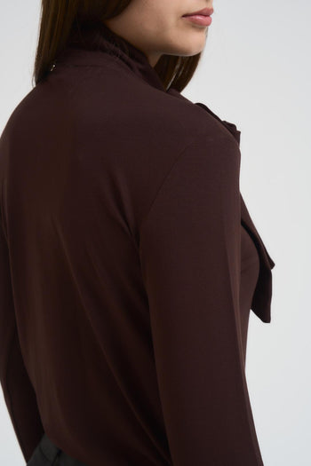 Maglia donna con fiocco marrone - 4