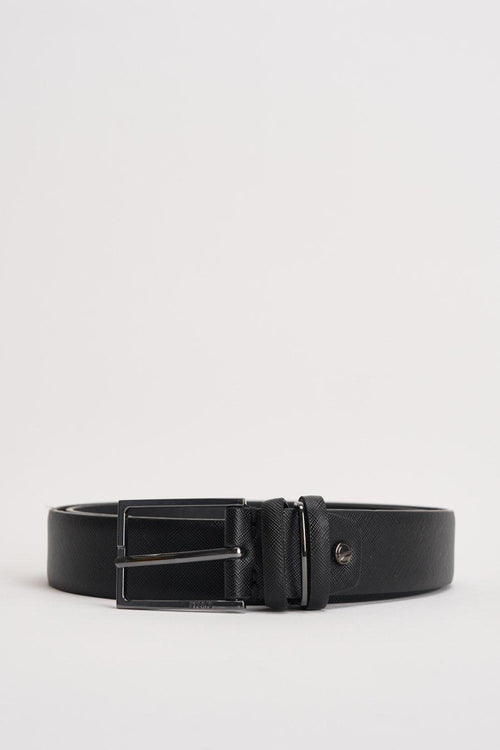 Cintura uomo nera in pelle martellata