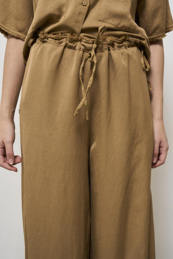 Pantalone donna wide leg cammello - 7